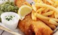 Fish and chips with mushy peas and tartar sauce at Isle of Wight Pearl, cafe, local produce, shopping, things to do, food and drink