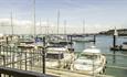 Boats moored at Cowes Harbour near Marinus Apartments, Self-catering, Cowes, Isle of Wight