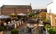 Aerial view of outside dining area at Foresters Hall, Cowes, boutique hotel