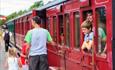 Family embarking the steam train at Isle of Wight Steam Railway, Havenstreet, Things to Do