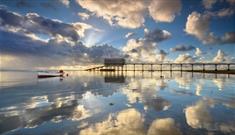 Clouds reflecting on the sea next to Bembridge lifeboat station, Bembridge Lane End Beach, Isle of Wight, Things to Do
