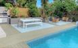 Isle of Wight, Accommodation, Self Catering, Agency, Blenheim House pool, outside alfresco dining area