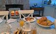 Full cooked breakfast, croissants at Ventnor Bay House, B&B, Isle of Wight, place to stay