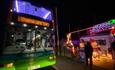 Southern Vectis bus in front of Christmas lights, Isle of Wight, event, what's on