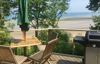 Isle of Wight, Glamping, Accommodation, Seaview Yurts, Deck and View
