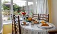 Inside dining area at Therles Cottage, self catering, Isle of Wight, coastal cottage