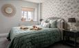 Double bedroom at The Bowling Green Apartment at Carisbrooke Castle, self catering, historic place to stay, Isle of Wight