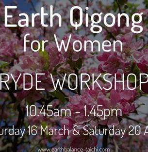 Isle of Wight, Things to do, Earth Qigong, Ryde, Info for workshop with a cherry  blossom in the background.