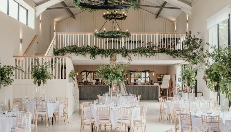 Interior of events barn at East Afton Farmhouse - copyright: Little Isle Photography