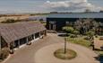 Aerial view of courtyard at East Afton Farmhouse, self-catering, West Wight, Isle of Wight