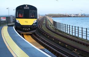 Island Line train travelling on Ryde Pier