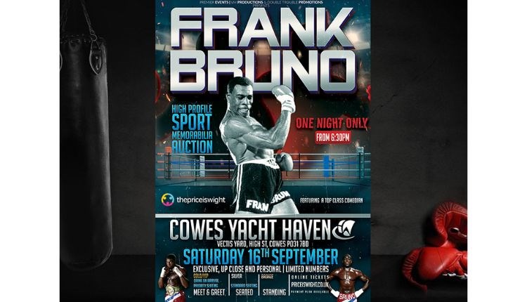 Frank Bruno pictured on the event poster, Cowes Yacht Haven, Isle of Wight, What's On
