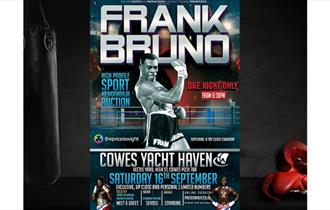 Frank Bruno pictured on the event poster, Cowes Yacht Haven, Isle of Wight, What's On