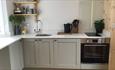Kitchen at The Green House Cabin, Ventnor Botanic Garden, Self Catering, Isle of Wight
