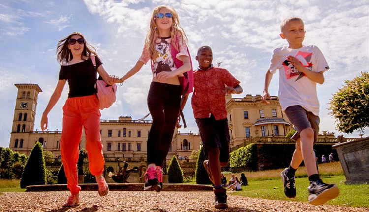 Children running in the grounds outside of Osborne House, Easter event, family fun, Isle of Wight, what's on