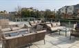 Terrace with table and chairs at The Fig Tree Hotel, Shanklin, Isle of Wight, Boutique Hotel
