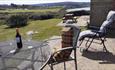Countryside views from patio at Sea Breezes, self catering, Isle of Wight
