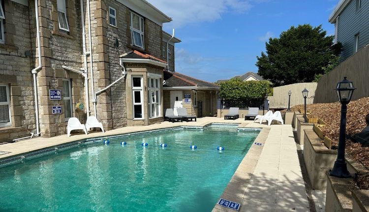 Outside pool at Queensmead Hotel, Shanklin, Isle of Wight