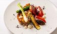 Meat and vegetable dish at The Royal Hotel, Ventnor, Isle of Wight, luxury, place to stay