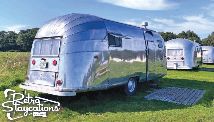 Outside view of American airstreams at Retro Staycations, glamping, Isle of Wight