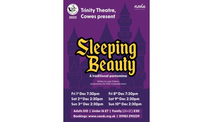 Sleeping Beauty pantomime event poster, Trinity Theatre, Cowes, Isle of Wight, What's On
