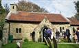 Isle of Wight, Things to Do, St Boniface Old Church, people gathering