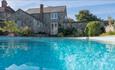 Outside swimming pool at Sunset Cottage, Isle of Wight, Self Catering