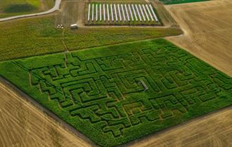 Aerial view of the Maize Maze at Tapnell Farm, Things to Do, Isle of Wight