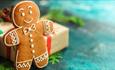 Gingerbread propped up with a present, Christmas at Tapnell Farm Park, What's On