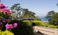 Terrace view of garden and sea view at Bourne Hall Country House Hotel, Shanklin, Isle of Wight
