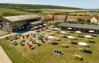 Aerial view of The Cow Restaurant at Tapnell Farm Park, Food & Drink, Isle of Wight