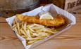Beer battered fish and chips at The Cow Restaurant, Food & Drink, Tapnell Farm Park, Isle of Wight