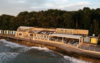 The Hut, Isle of Wight, Sea Front Dining, Frontage at high tide

