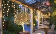 Christmas lights around the outside dining area at The Royal Hotel, Ventnor, Isle of Wight  Hotels