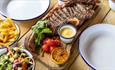 Steak, chips and salad at The Cow Restaurant, Food & Drink, Tapnell Farm Park, Isle of Wight