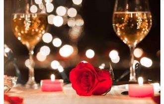 Rose, candles and two glasses of prosecco, Valentine's evening at Bourne Hall Hotel, romantic meal, food & drink, event, what's on