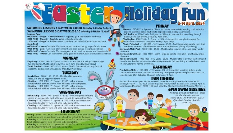 Isle of Wight, Things to do, West Wight Sports centre, Easter Programme