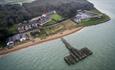 Aerial view of Beach Cottage, Fort Victoria Cottages, Yarmouth, Isle of Wight, self catering