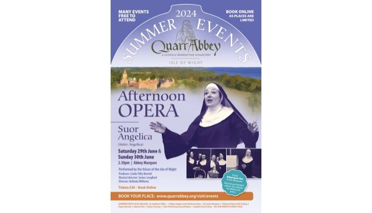 Afternoon opera poster at Quarr Abbey, Ryde, Isle of Wight, things to do, food and drink, events, what's on