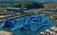 Aerial view of the Isle of Wight Aqua Park at Tapnell Farm, watersports, activities, family
