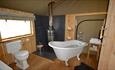 Bathroom in safari tent, Glamping the Wight Way, self catering, Isle of Wight