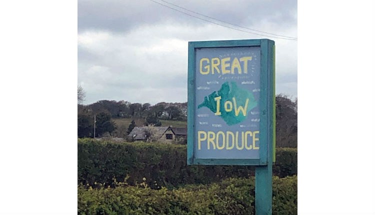 Brownrigg's sign outside the farmshop advertising great Isle of Wight produce, farm shop, Godshill, local produce, let's buy local