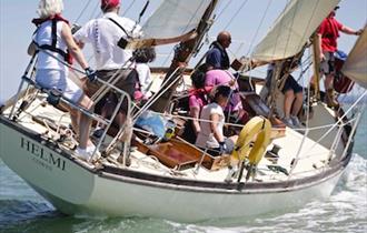 Group of people sailing a yacht on the Solent, Isle of Wight, What's On, Cowes Classics Week