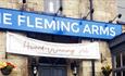 Award winning pub sign on the front door of The Fleming Arms, Binstead, local produce, let's buy local