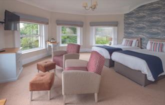Superior bedroom at Freshwater Bay House, walking holiday, Isle of Wight