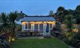 Garden with outside dining area at Woodlands, Seaview, Isle of Wight, self catering