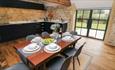 Open plan kitchen and dining area at Tower Barn Cottage, Ryde, Isle of Wight, self catering