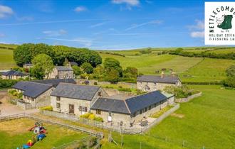 Aerial view of Nettlecombe Farm and countryside, self catering, Isle of Wight