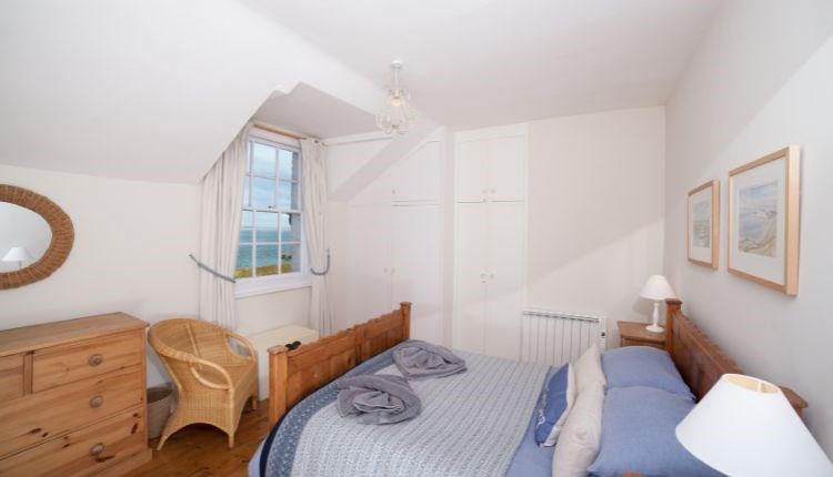 Master bedroom at Solent Cottage, Fort Victoria Cottages, Yarmouth, Isle of Wight, Self catering
