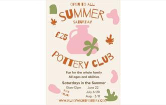Summer Saturday Pottery Club poster, Isle of Wight Pottery, what's on, event